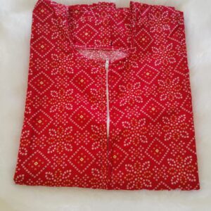 LCN 1-Red, Elegant Women's A-Line cotton nighty with pocket Free Size