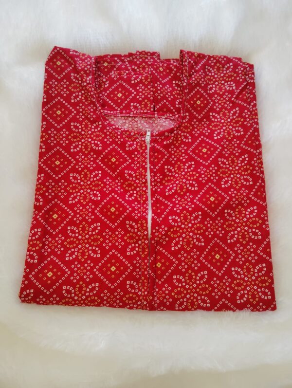 LCN 1-Red, Elegant Women's A-Line cotton nighty with pocket Free Size