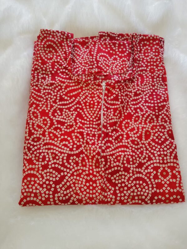 LCN 2 - Red, Elegant Women's A-Line cotton nighty with pocket