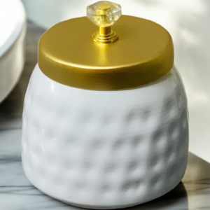 White hammered jar