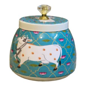Turquoise Pichwai Jar